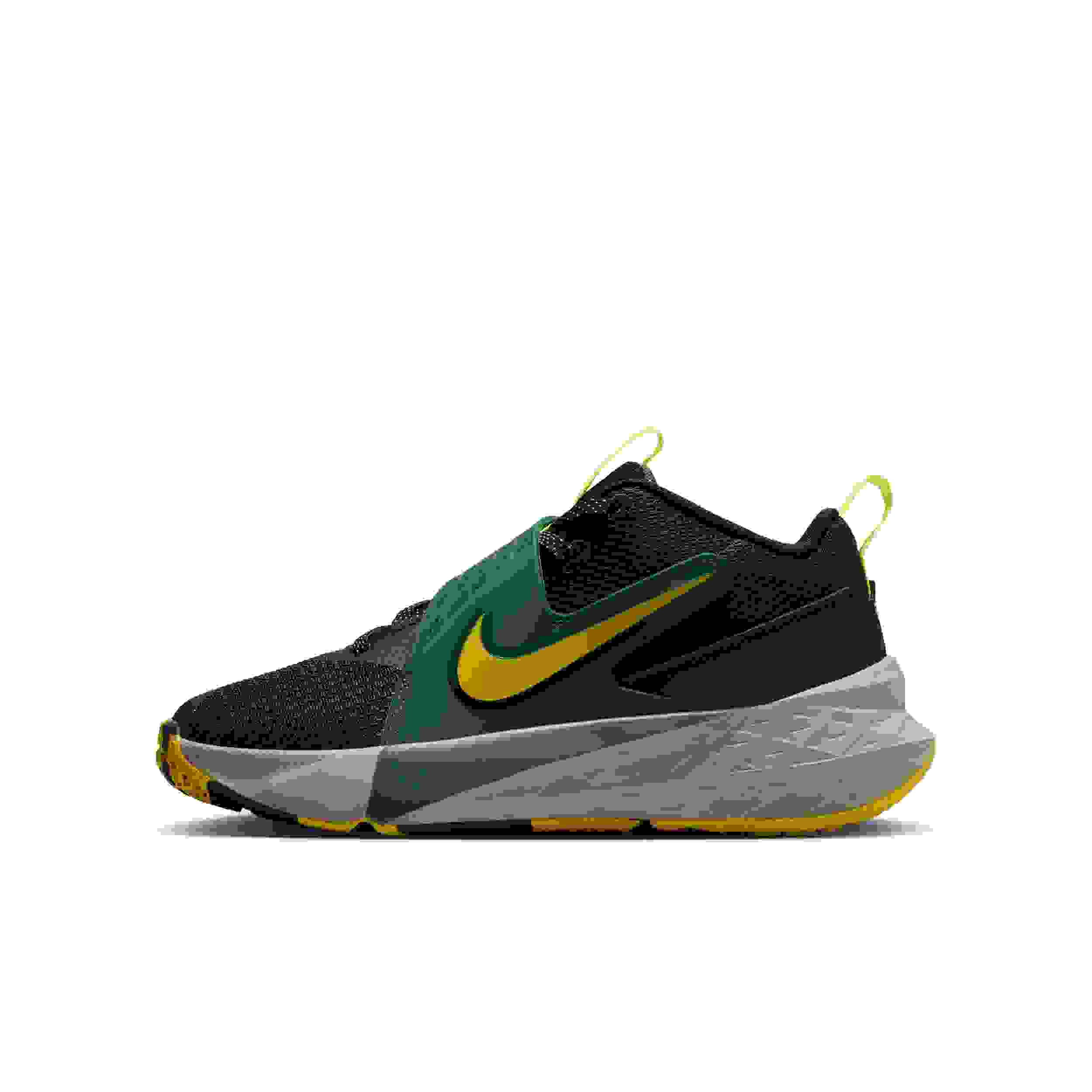 Nike Team Hustle D 12 Grade School Boys' "Black/Fir/Light Army/Bright Citron" Basketball Shoe